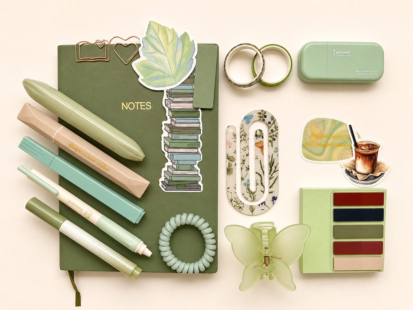 Sage Green Stationery Set – Aesthetic Desk Kit