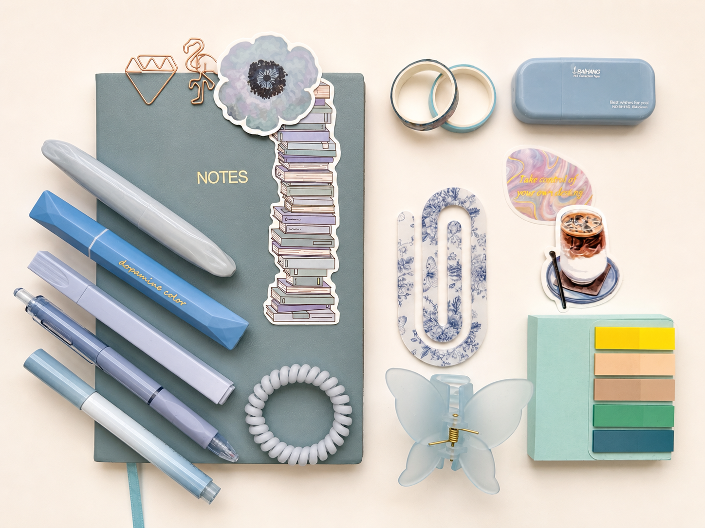 Sage Blue Stationery Set – Aesthetic Desk Kit