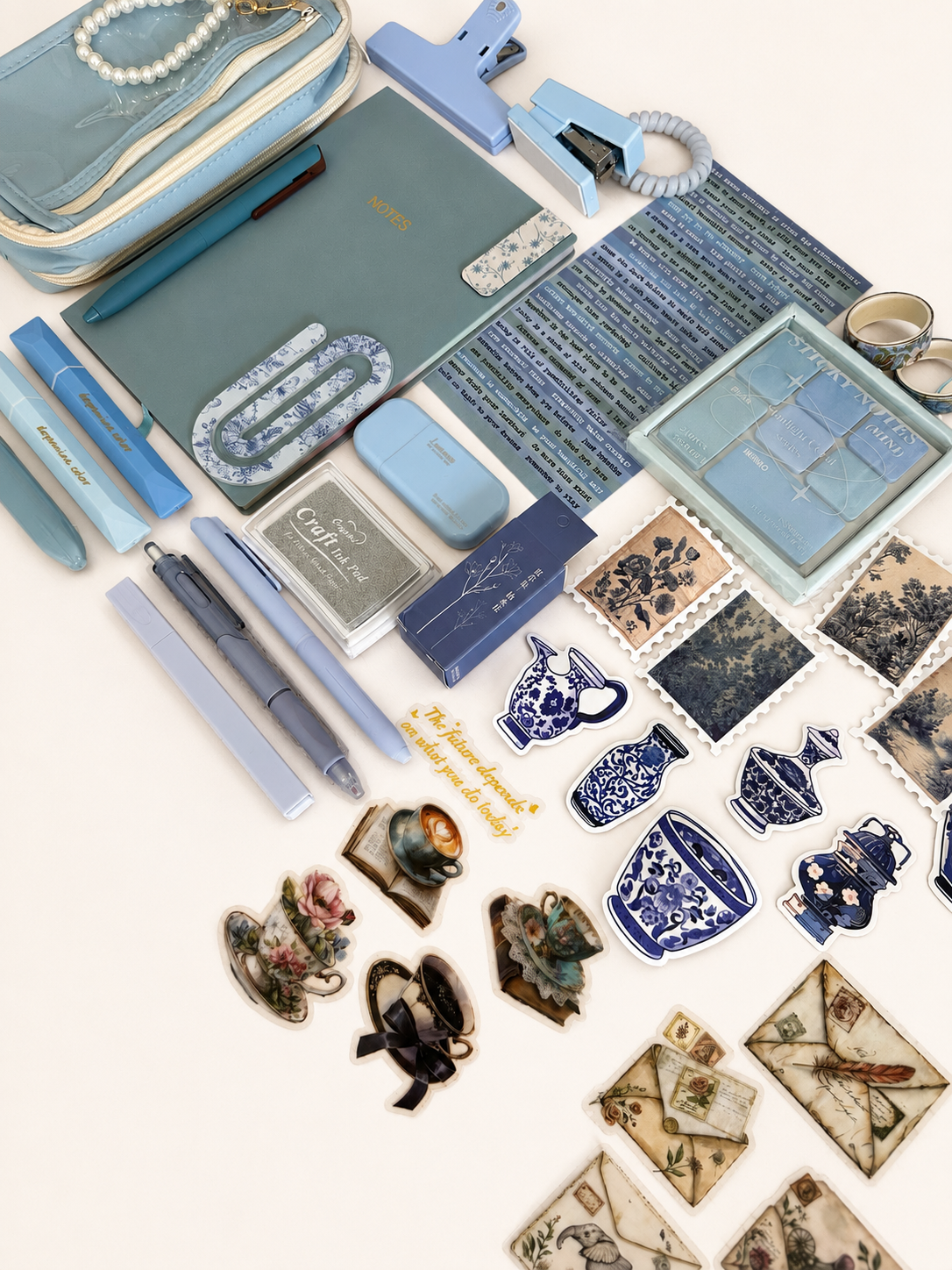 Vintage Blue Stationery Set-Aesthetic Desk kit🪻