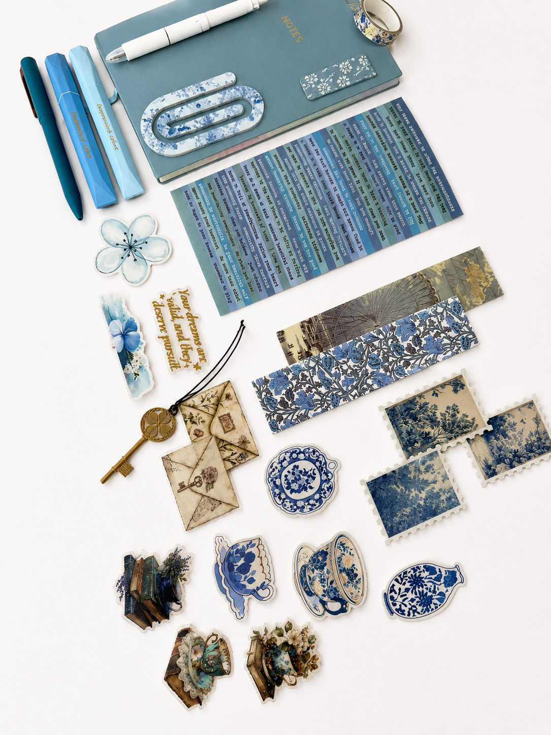 Vintage Blue Stationery Set-Aesthetic Desk kit🪻