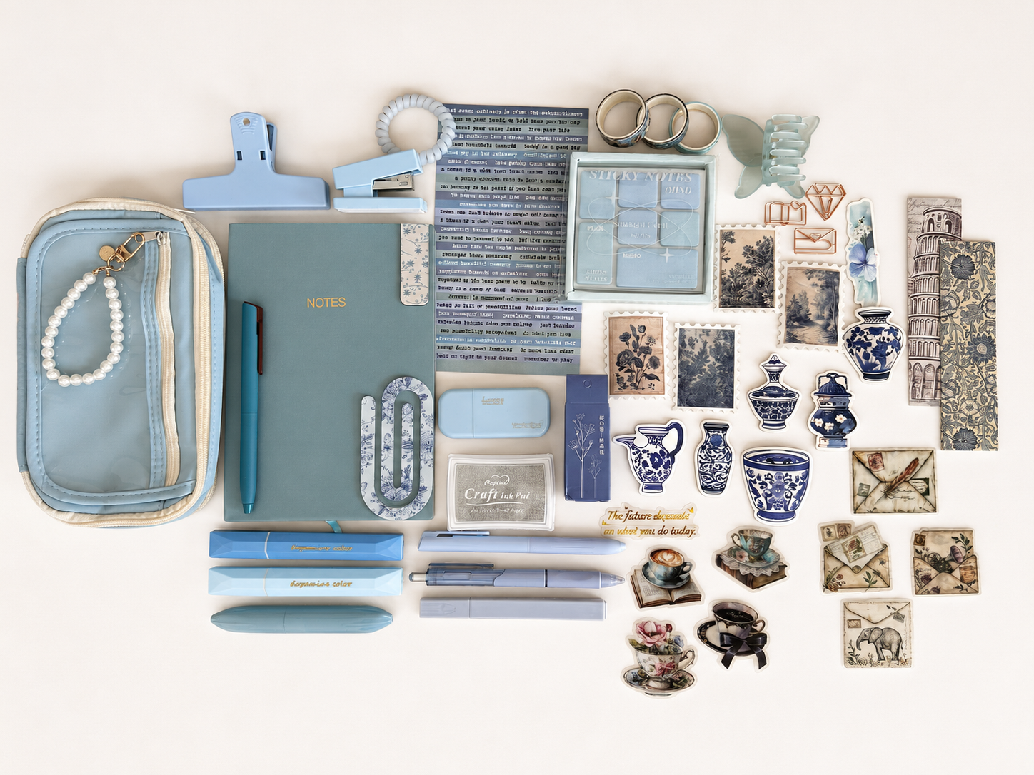 Vintage Blue Stationery Set-Aesthetic Desk kit🪻