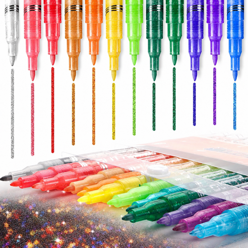 12-Color Glitter Acrylic Marker Set ✨